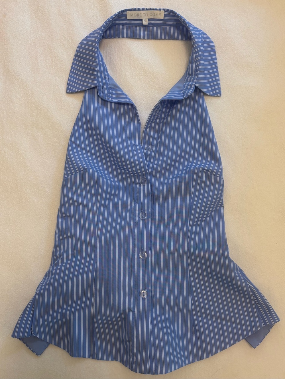 More To Come- Blue Striped Halter Top